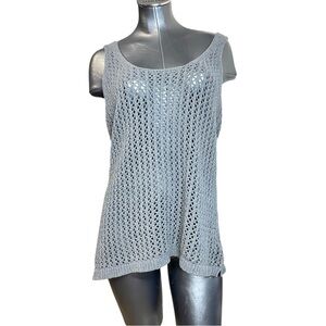 Toad&Co Gray Crochet Open Knit Women's Tank Top Sleeveless Shirt Recycled